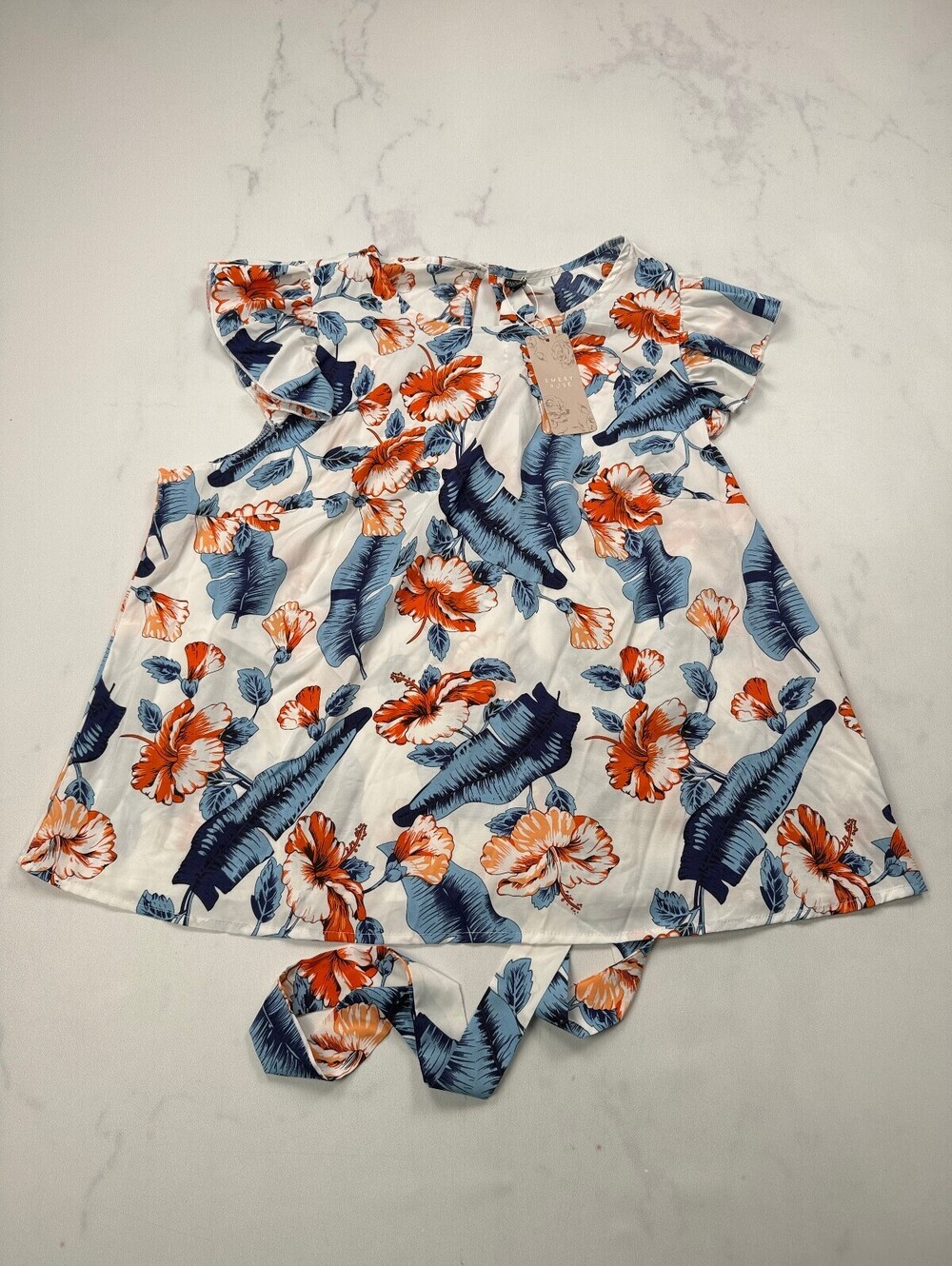 Emery Rose Floral Print Babydoll Dress Blue 2020s Statement Piece - Womens 3XL